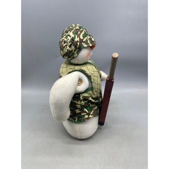 Christmas hunter plush standing snowman figurine decor white green camo READ - Picture 8 of 11